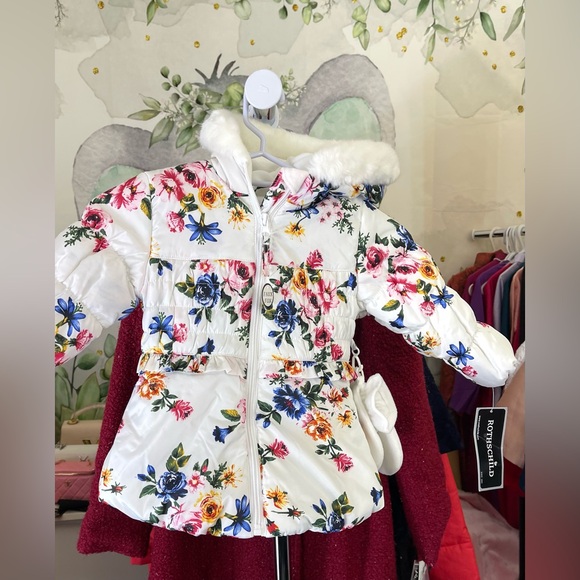 Rothschild Other - New Rothschild & Co baby Girls smocked ruffle with mittens jacket coat 18 months